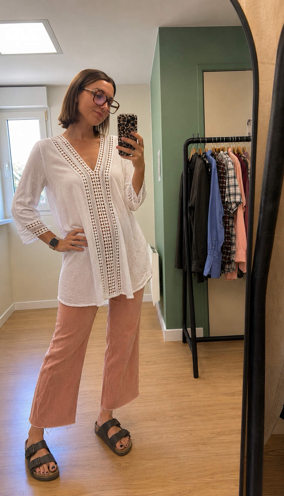 Robe tunique blanche à dentelle bohème femme XL