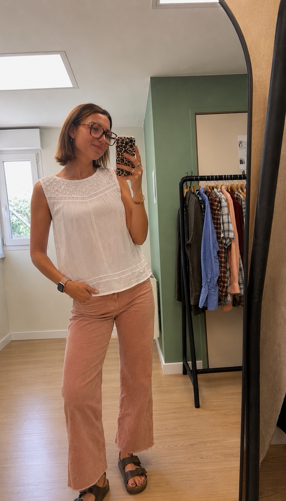 Débardeur George blanc à empiècement brodé femme XL