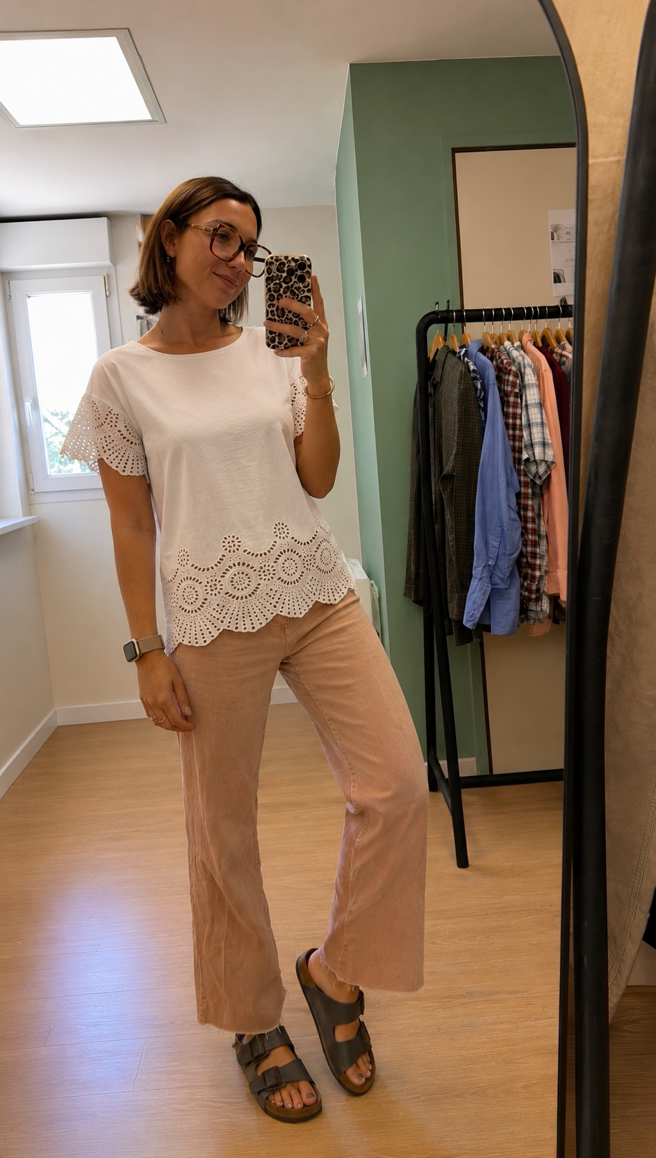 Tunique blanche en lin et broderie anglaise femme M