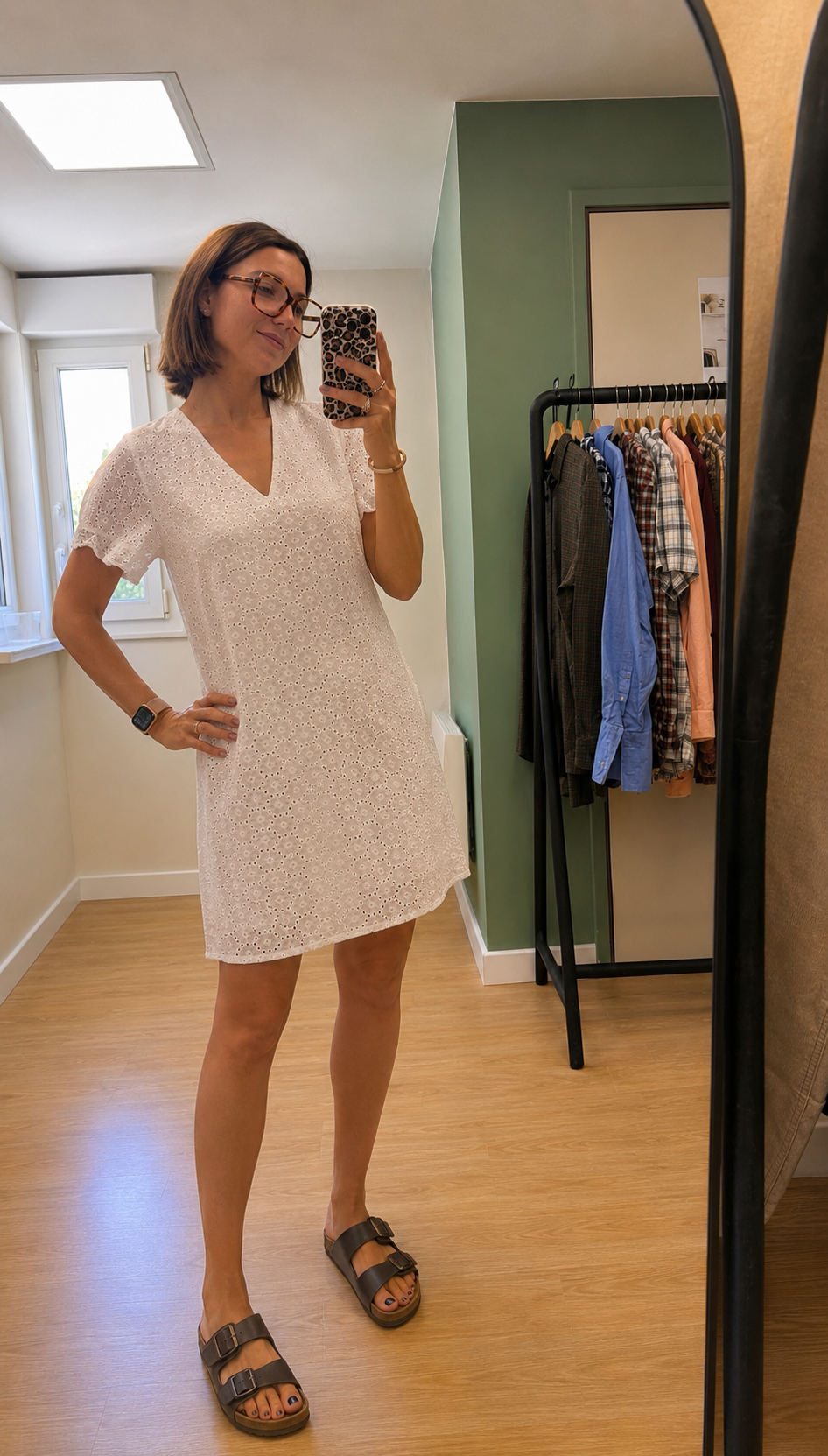 Robe blanche en broderie anglaise 100 % coton femme M