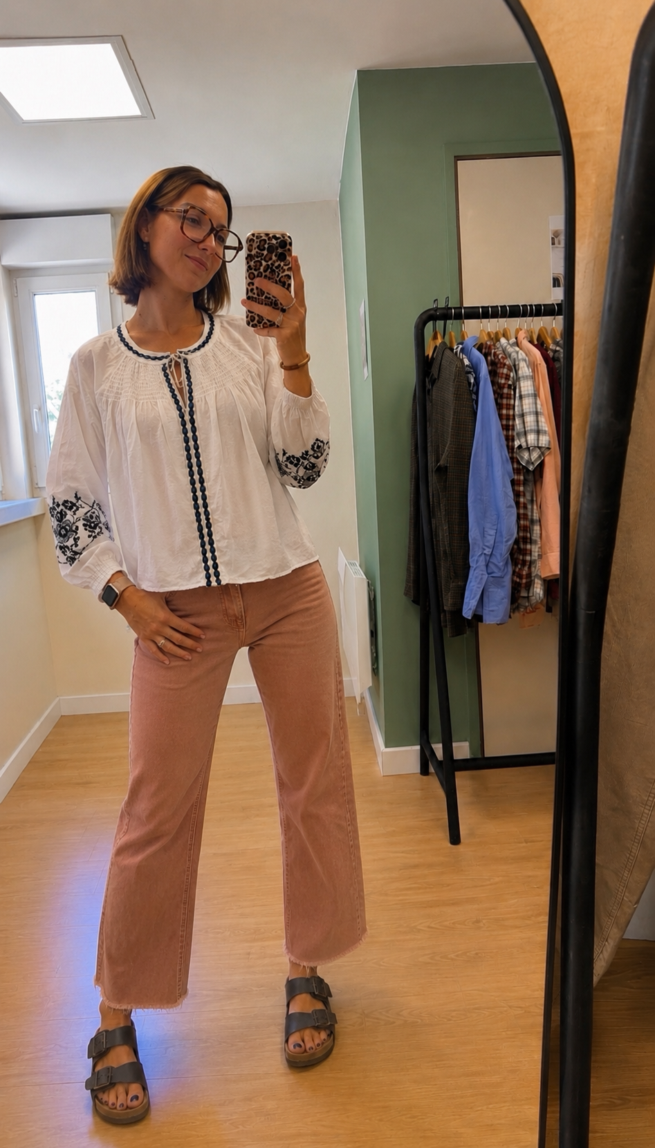Blouse bohème blanche brodée femme XL
