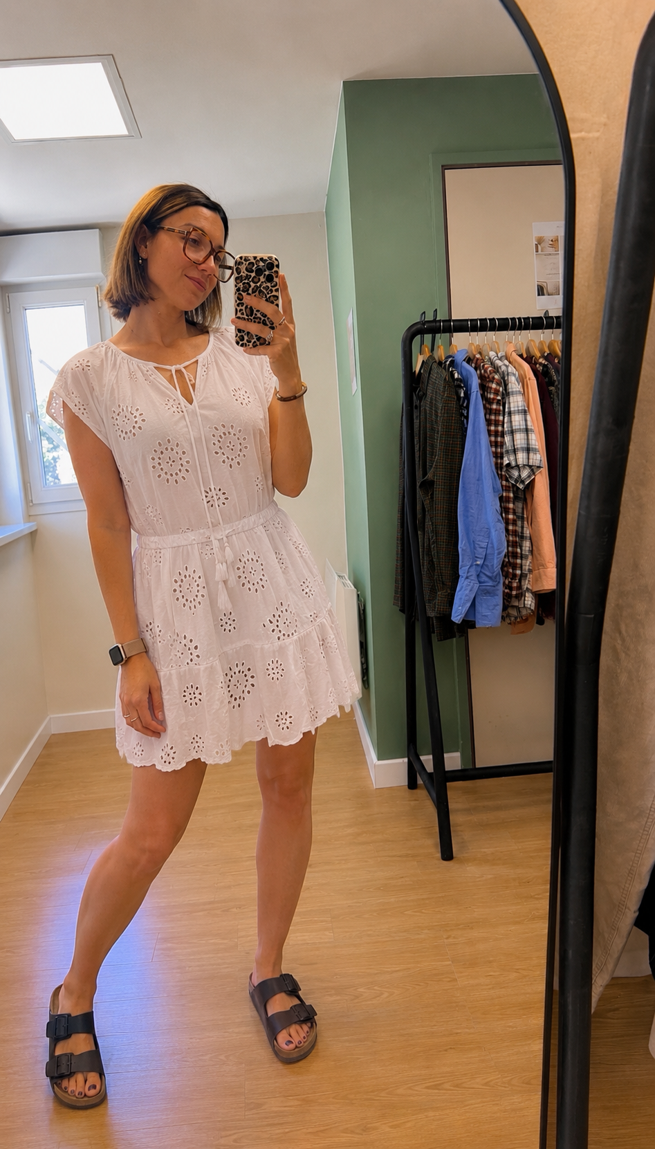 Robe blanche broderie anglaise bohème femme M