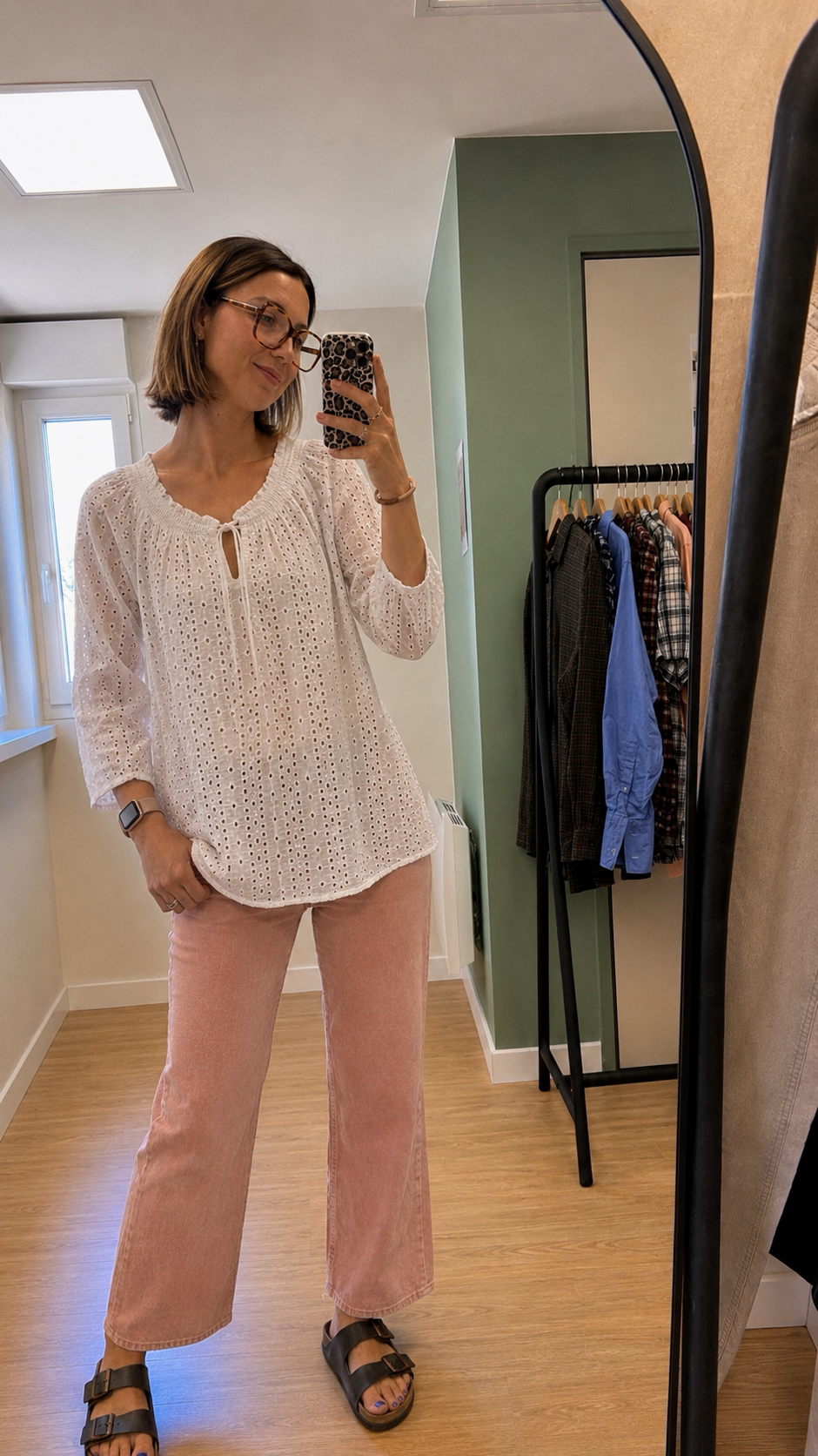 Tunique blanche en coton broderie anglaise femme XL