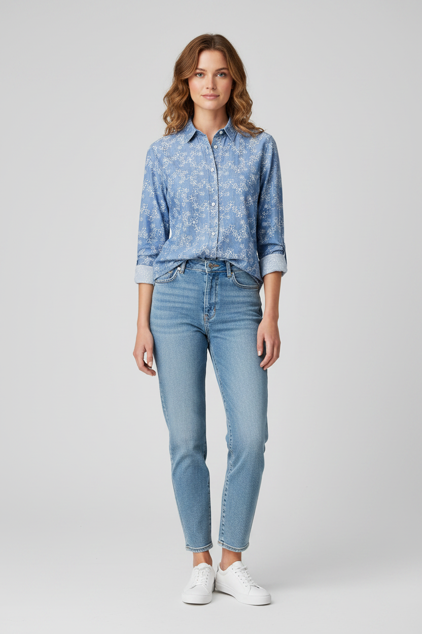 Chemise Tommy Hilfiger fleurie style denim