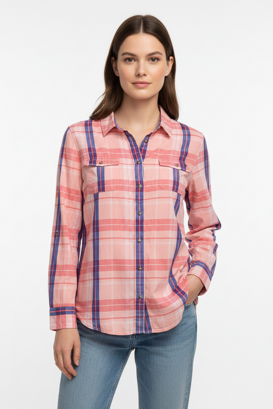 Chemise Tommy Hilfiger à carreaux rose & bleu