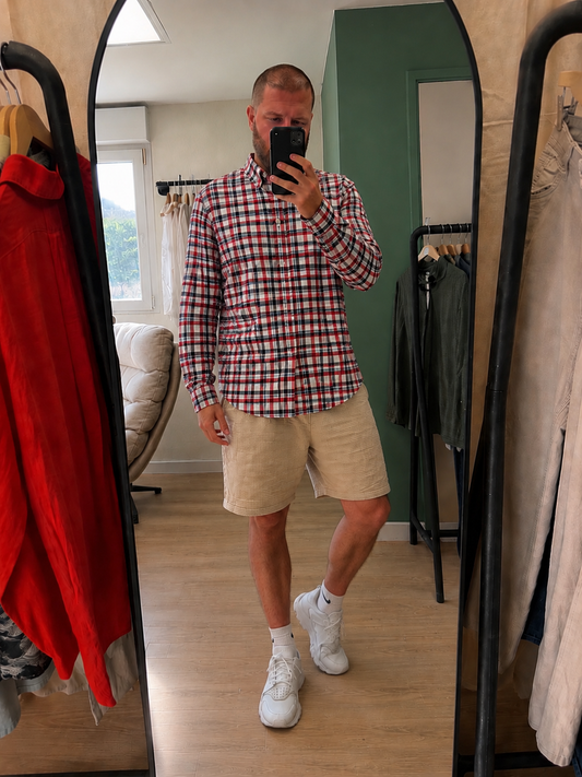 Chemise à Carreaux Coton Lin - Tommy Hilfiger - Taille L