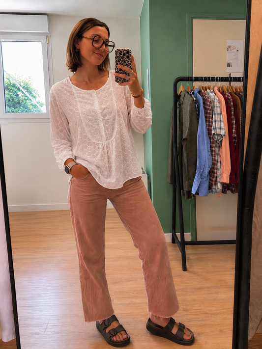 Blouse Blanche Broderie Anglaise Bohème - M