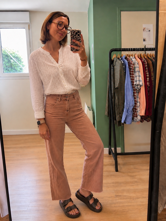 Blouse Blanche Broderie Anglaise Bohème - S