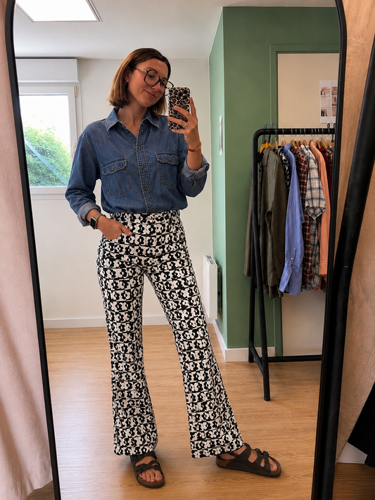 Pantalon flare rétro Ghanda