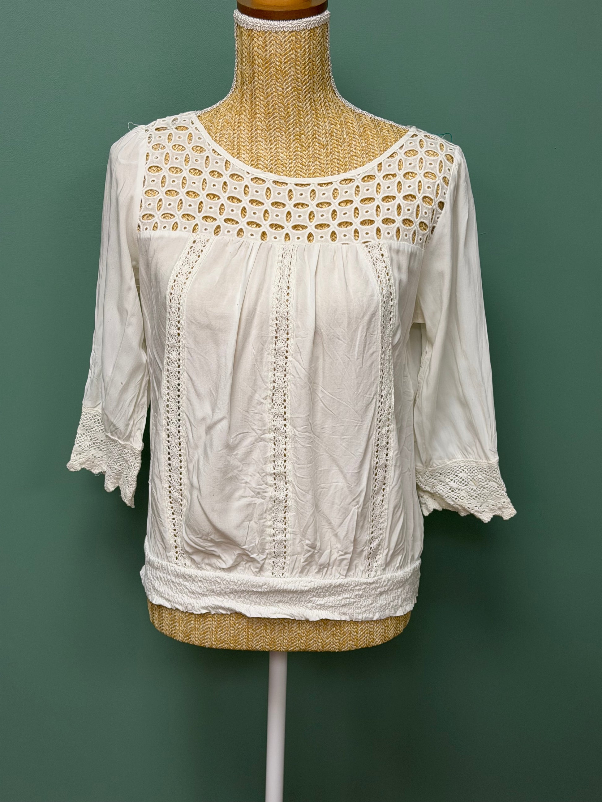 Blouse Blanche Bohème Crochet & Dentelle- S Le salon de Faustine