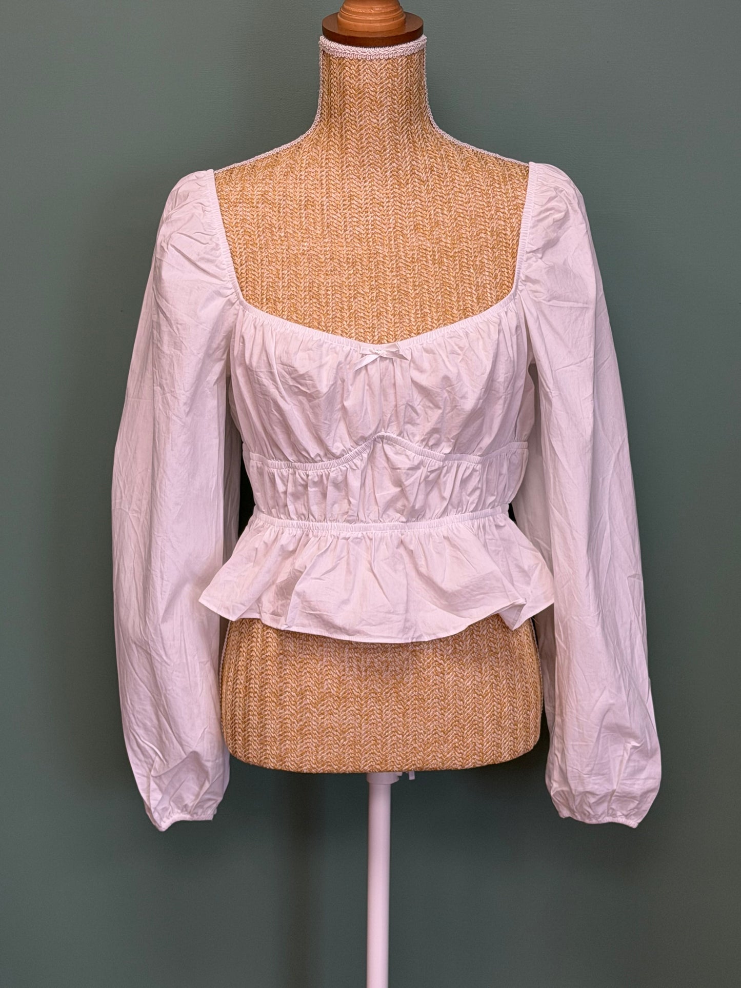 Blouse Blanche Romantique Manches Bouffantes - S Le salon de Faustine