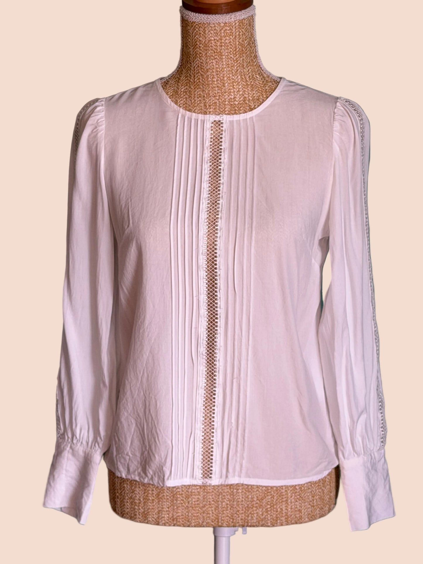 Blouse Blanche Élégante Détails Plissés - Taille M
