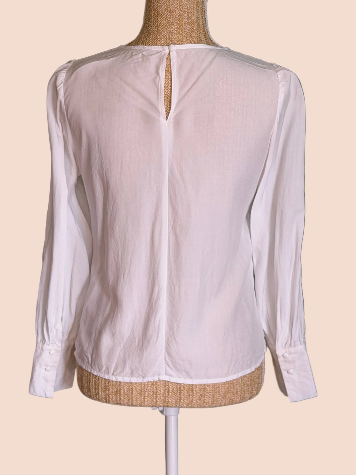 Blouse Blanche Élégante Détails Plissés - Taille M