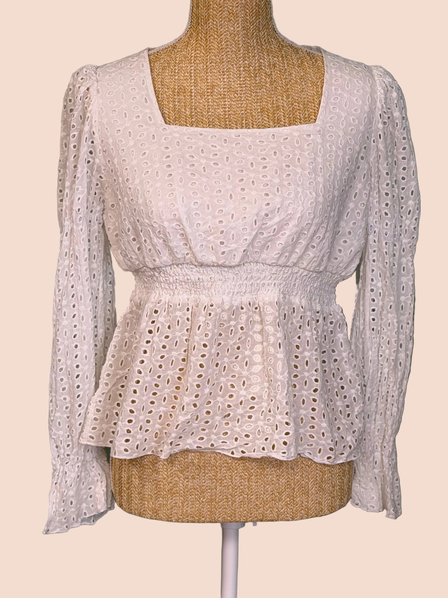Blouse Broderie Anglaise Femme Blanche - Taille M