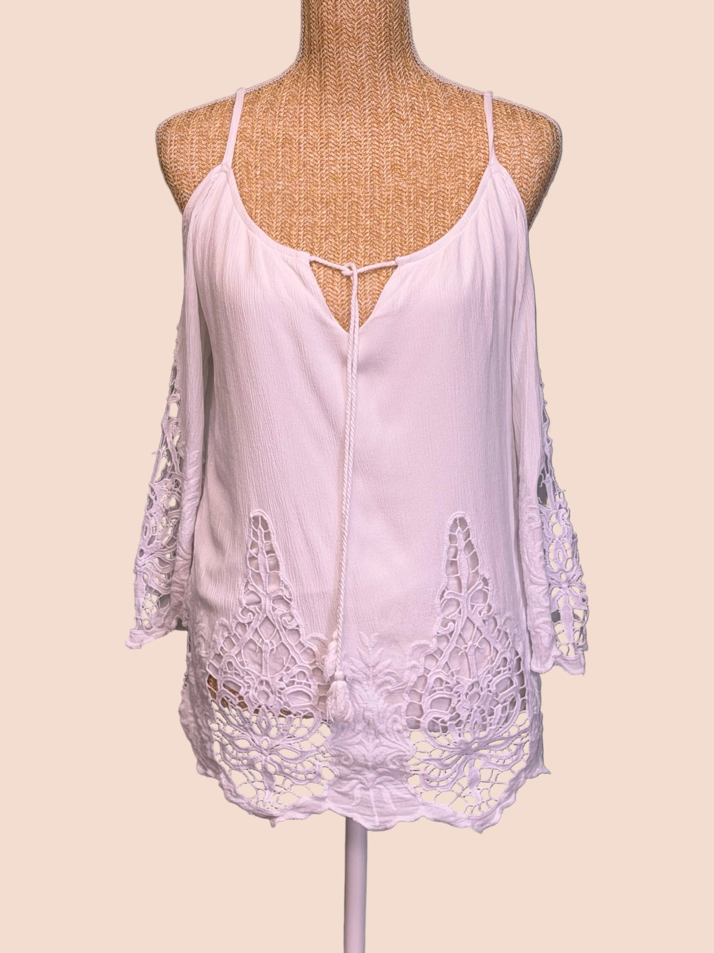 Blouse bohème blanche ajourée - Taille M