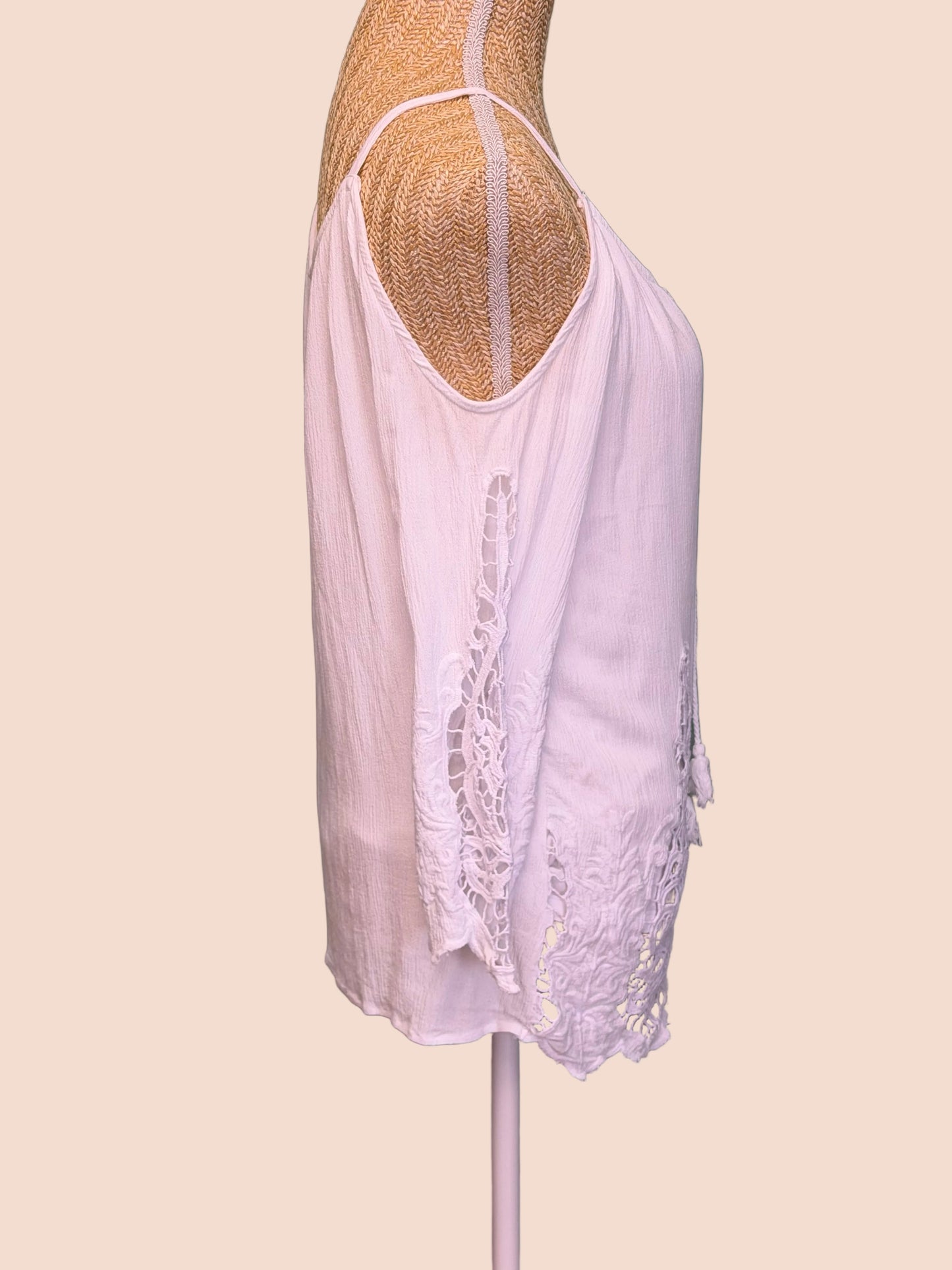 Blouse bohème blanche ajourée - Taille M