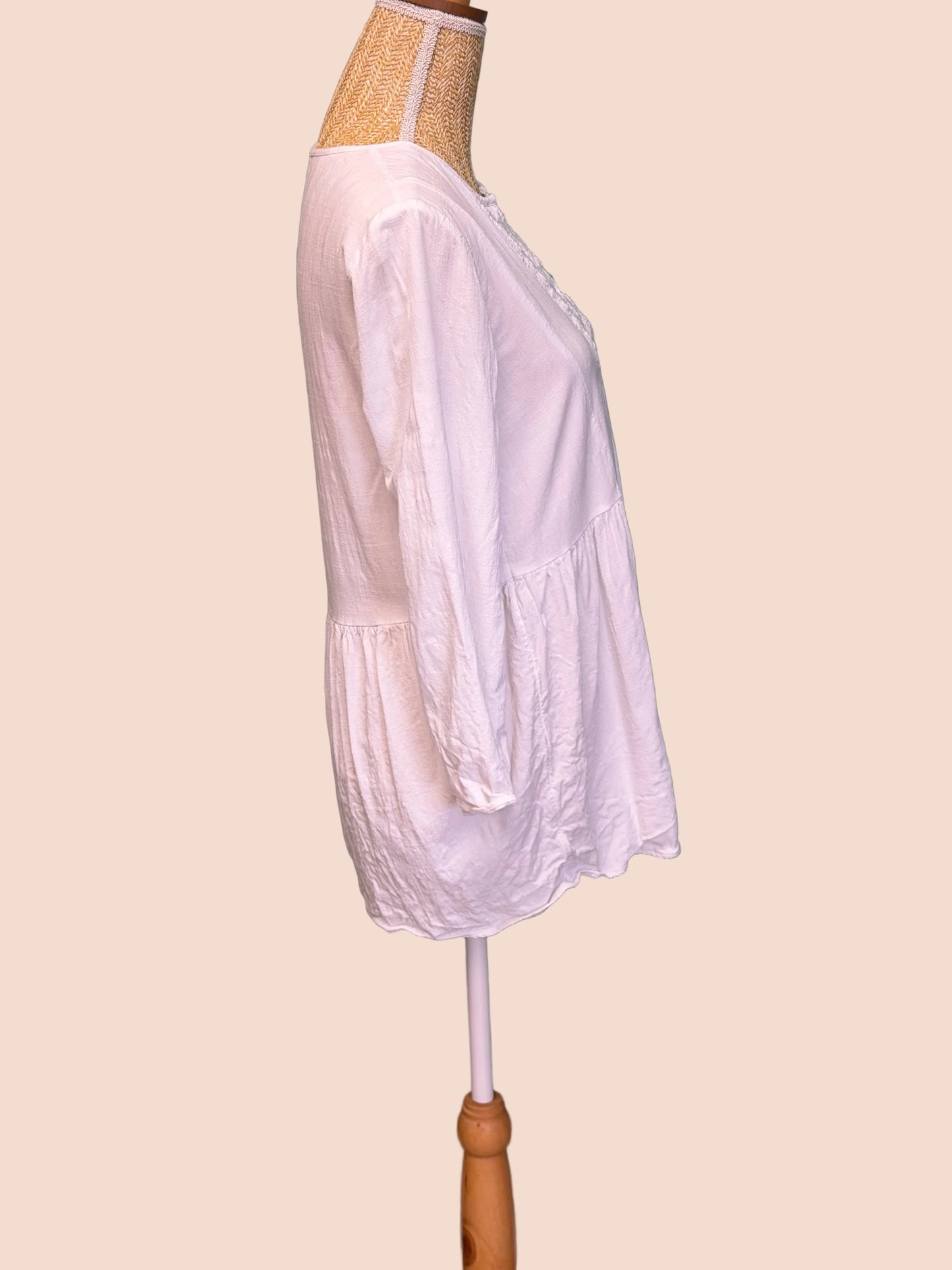 Blouse tunique blanche brodée - Taille M