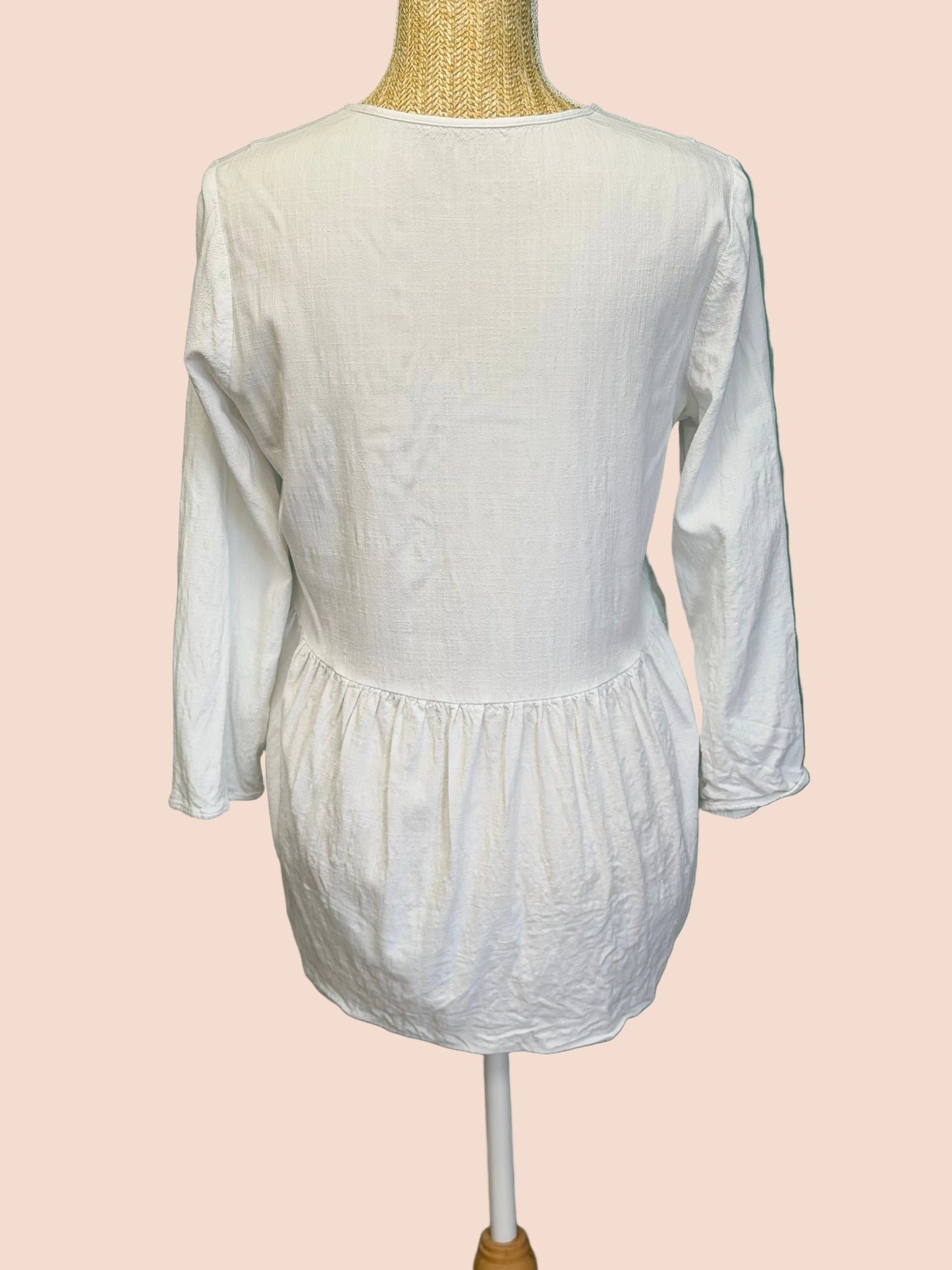 Blouse tunique blanche brodée - Taille M