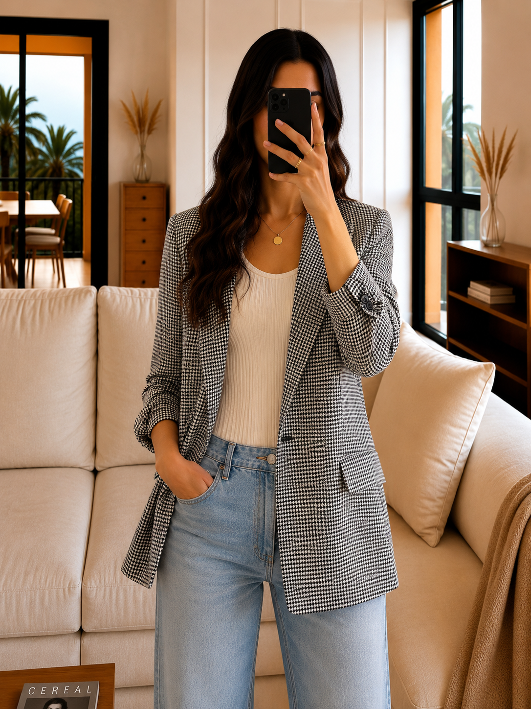 Blazer Pied-de-Poule - Stradivarius - S Stradivarius