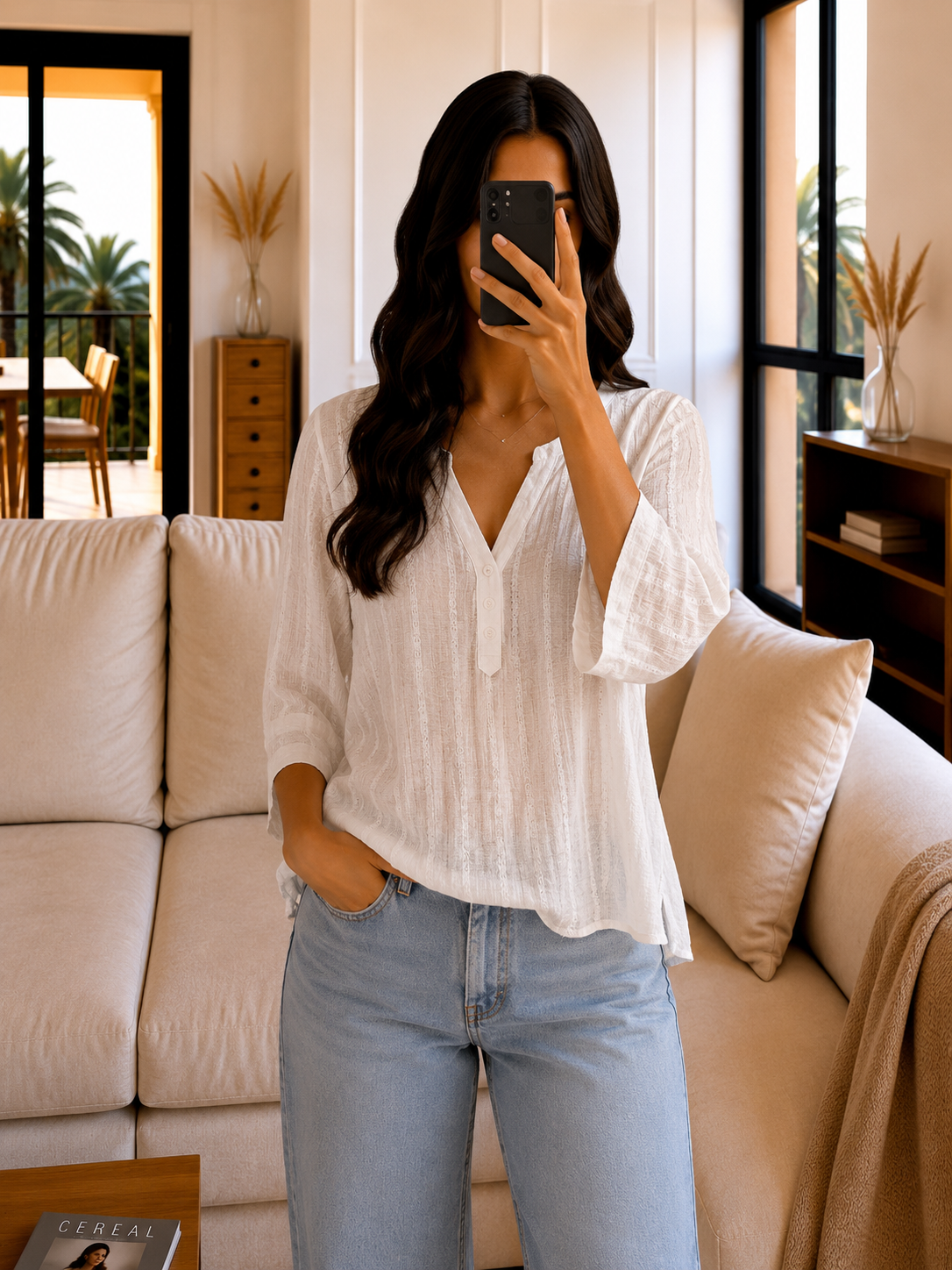 Blouse Blanche Bohème Fluide - M Le salon de Faustine