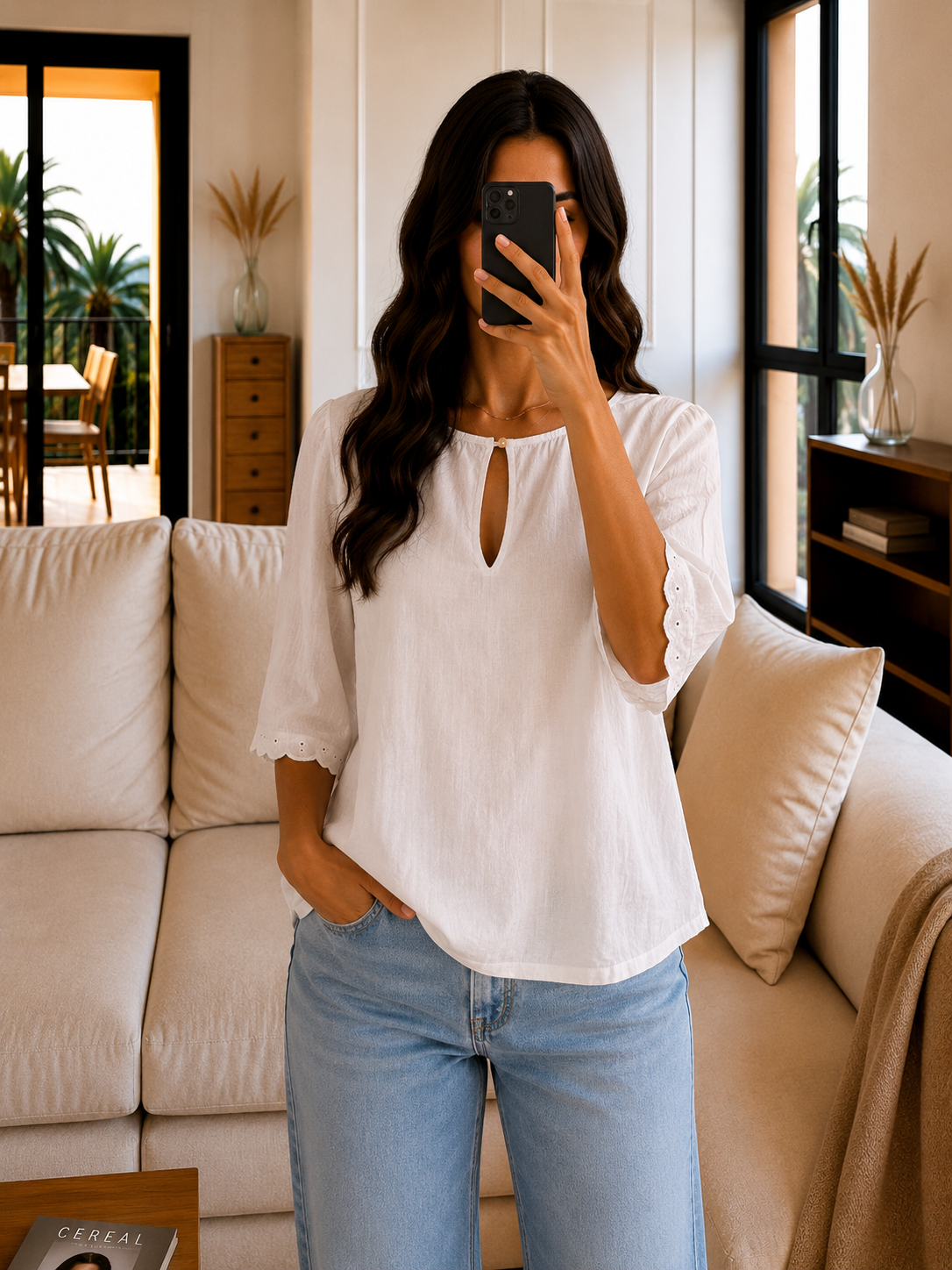 Blouse Blanche Brodée Bohème - S Le salon de Faustine