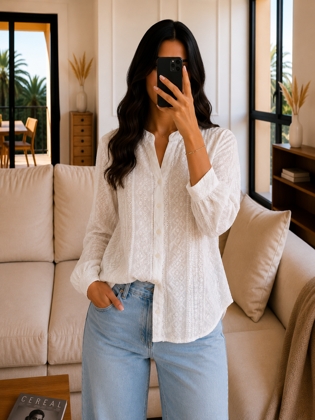 Blouse Blanche Broderie Anglaise Bohème - S Le salon de Faustine