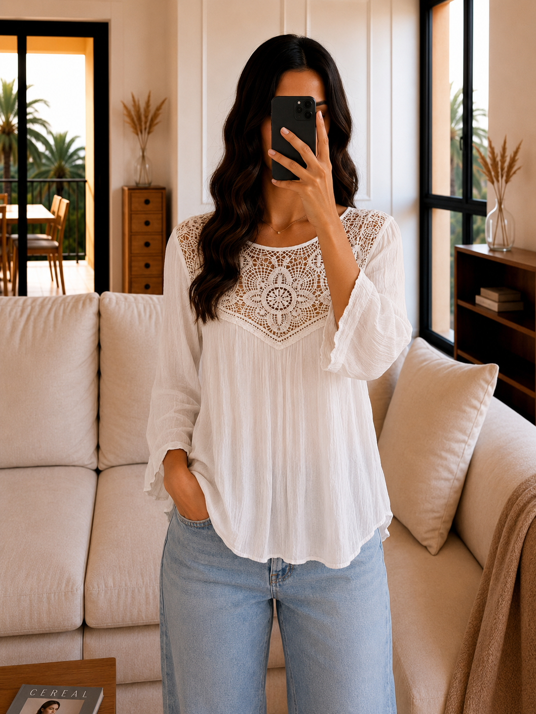 Blouse Blanche Dentelle Bohème - S Le salon de Faustine