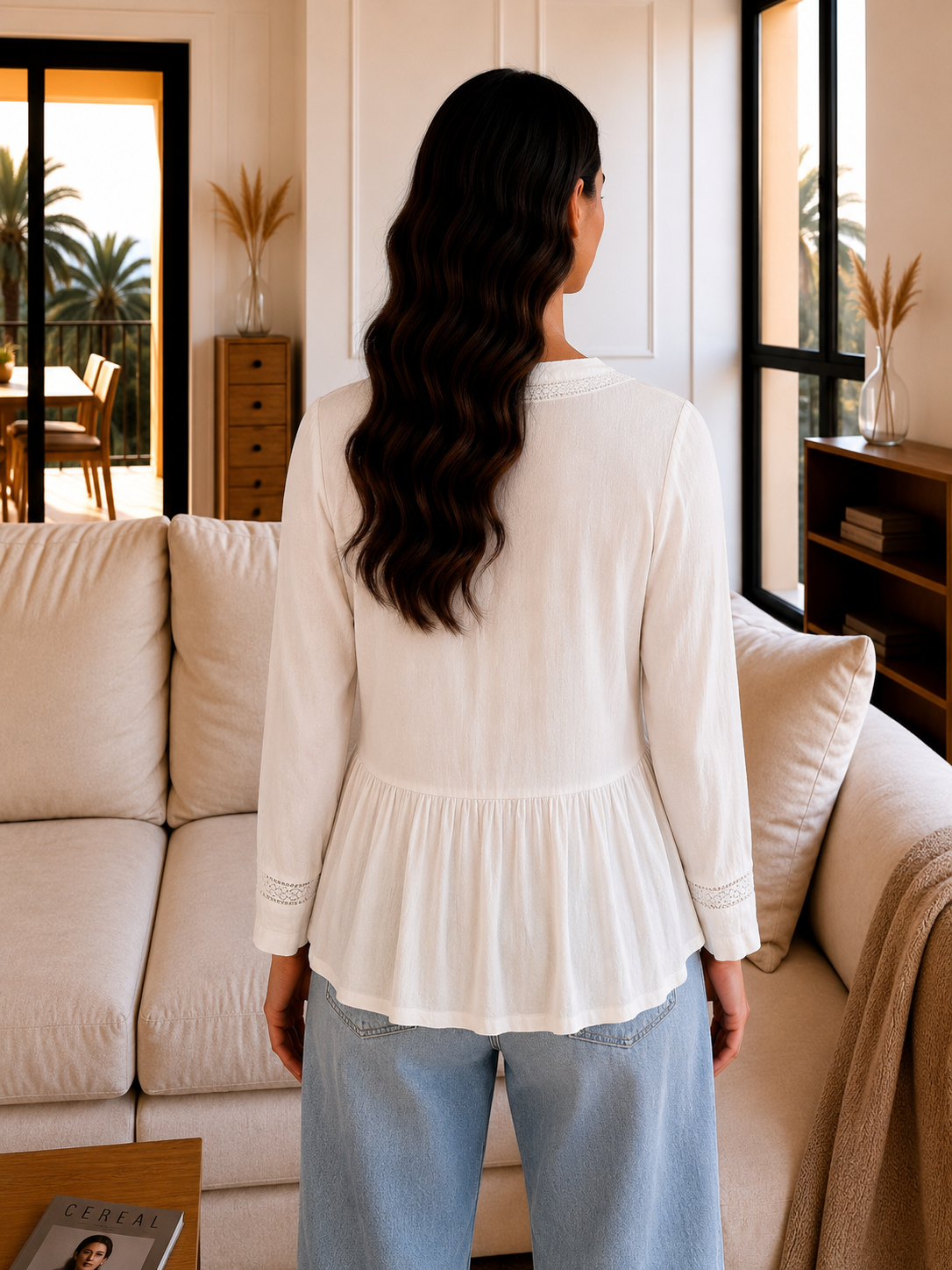 Blouse Blanche Fluide Dentelle Bohème - M Le salon de Faustine