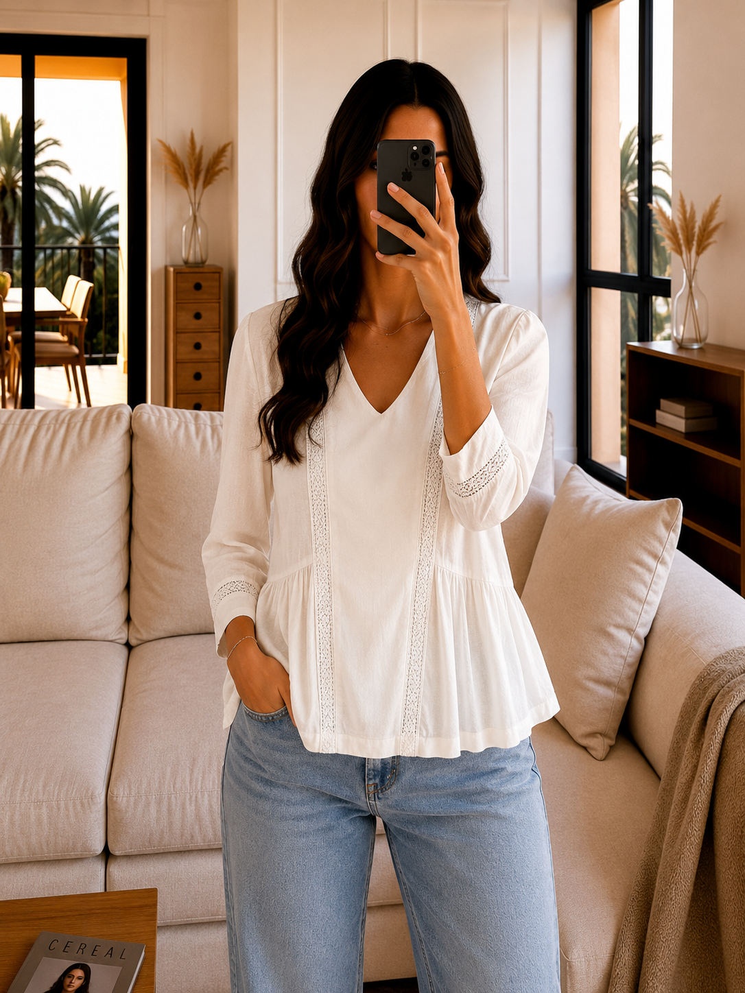 Blouse Blanche Fluide Dentelle Bohème - M Le salon de Faustine