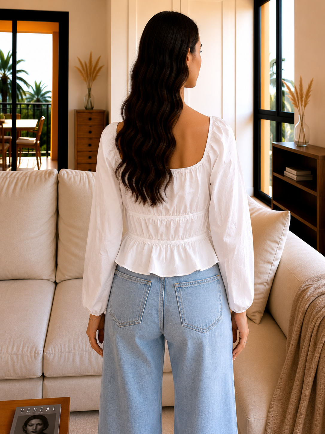 Blouse Blanche Romantique Manches Bouffantes - S Le salon de Faustine