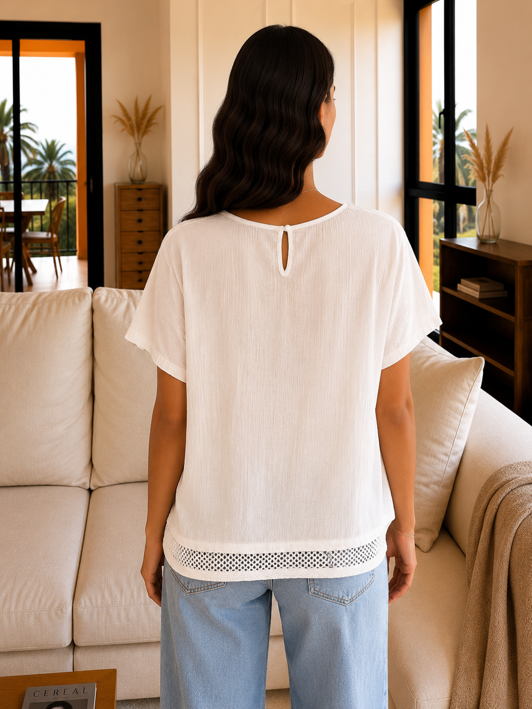 Blouse Bohème Blanche Brodée- L Le salon de Faustine