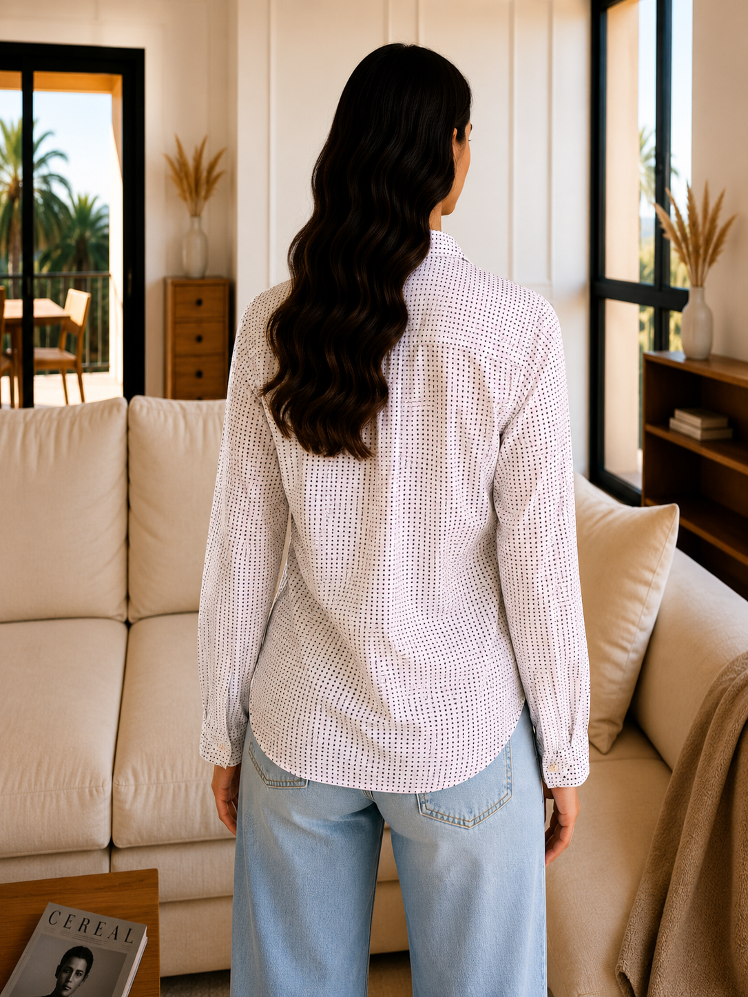 Chemise Fluide Blanche à Pois Noirs Femme Tommy Hilfiger