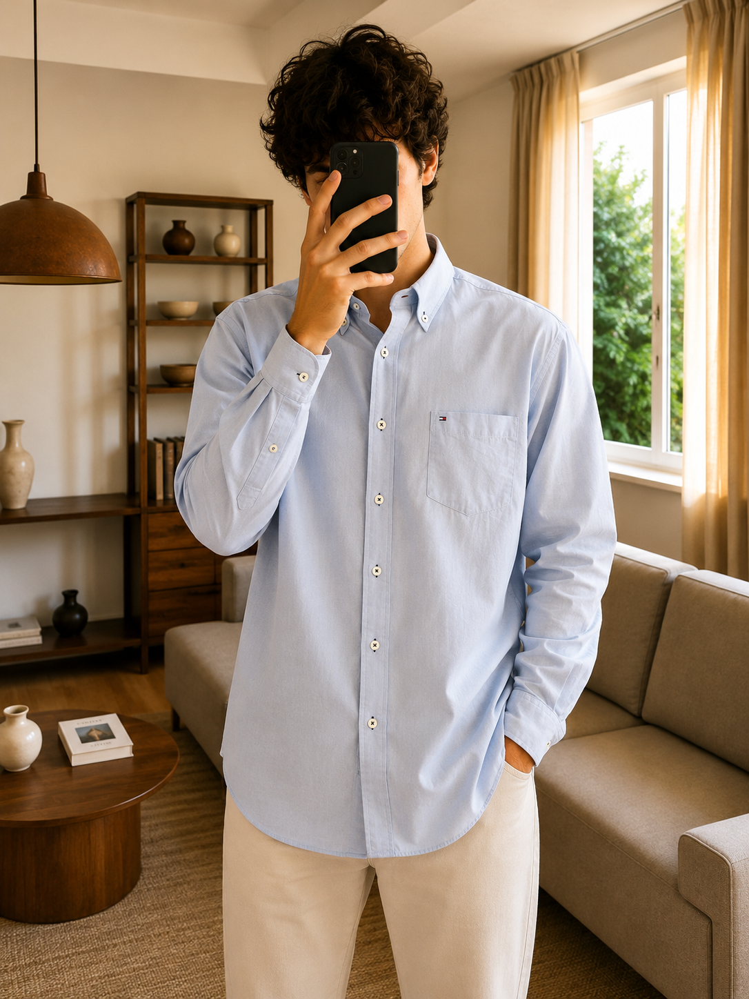 Chemise Tommy Hilfiger Bleu Ciel Homme Preppy Tommy Hilfiger