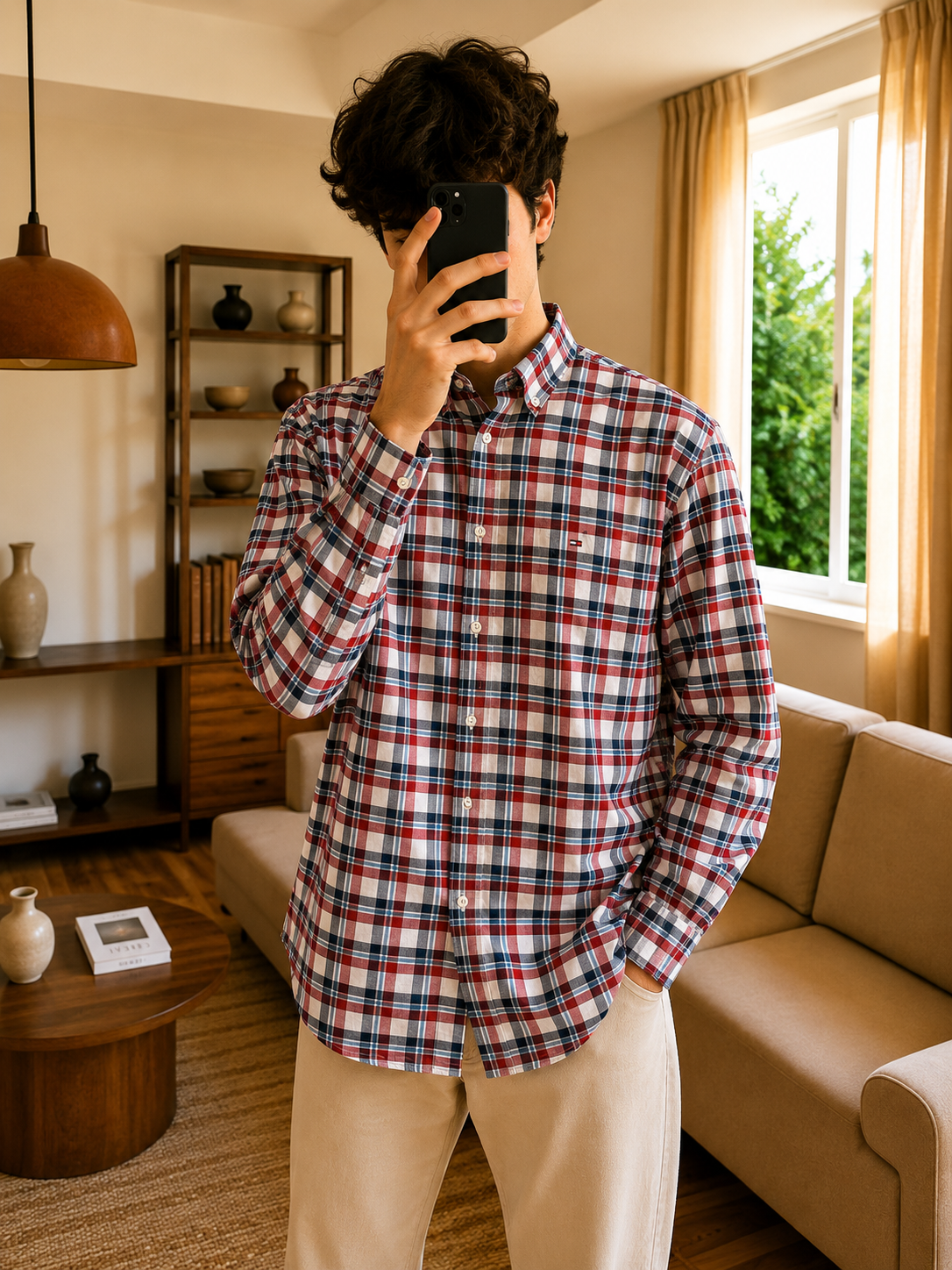 Chemise à Carreaux Coton Lin - Tommy Hilfiger - Taille L