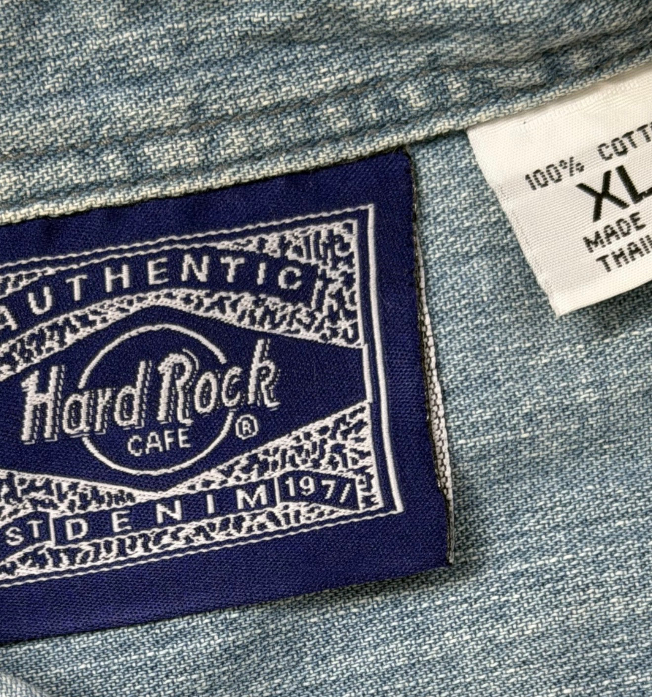 Chemise Denim Sans Manches Y2K -  Hard Rock Café -  XL Hard Rock Cafe