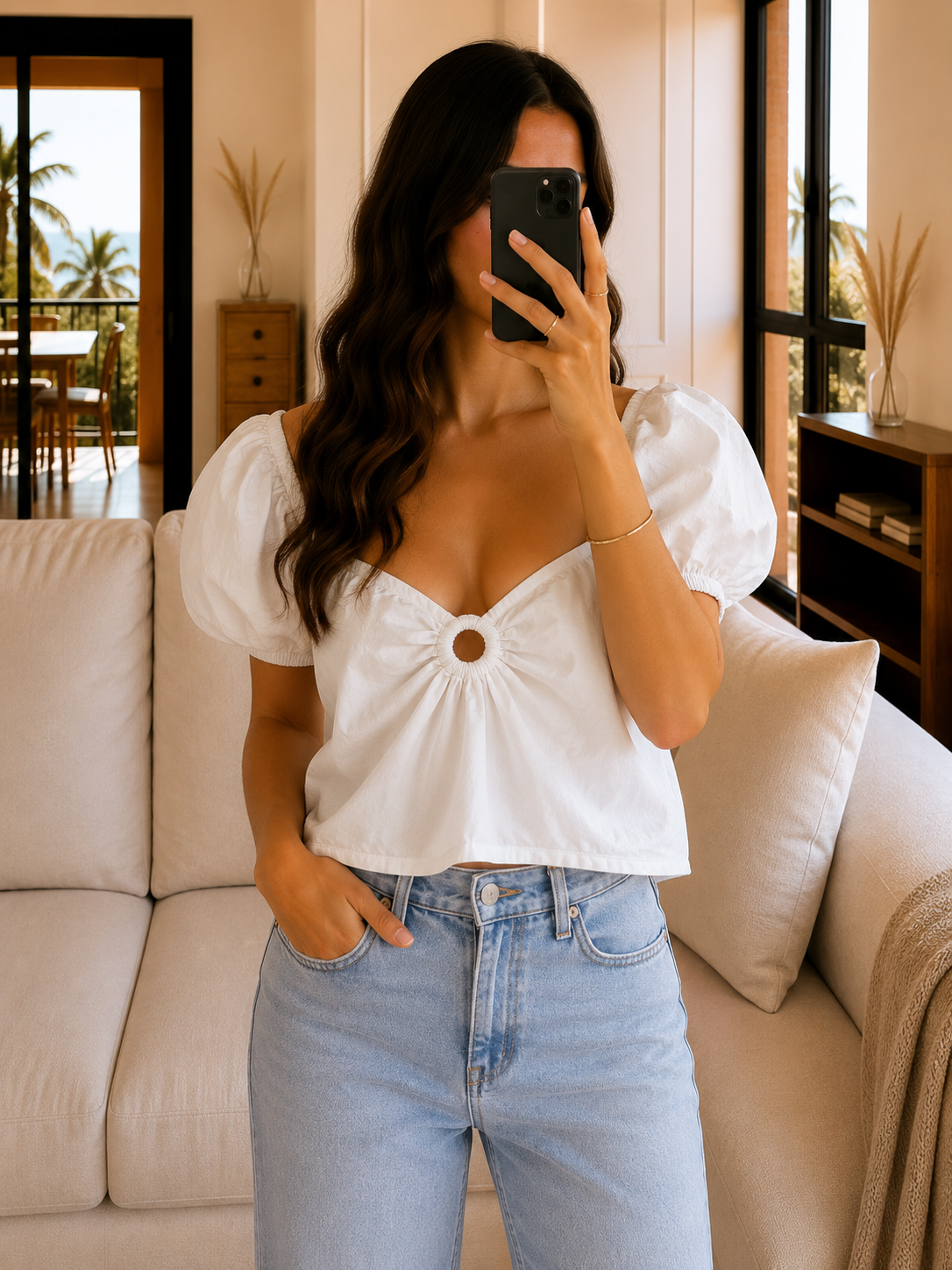 Top Blanc Romantique Off Shoulder - Taille S