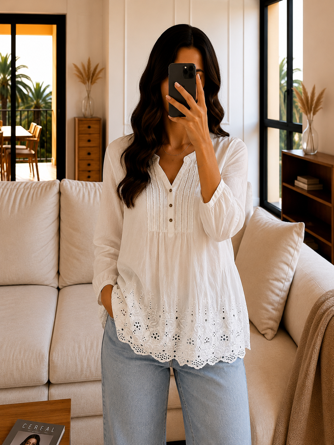 Tunique Blanche Broderie Anglaise Bohème- M Le salon de Faustine